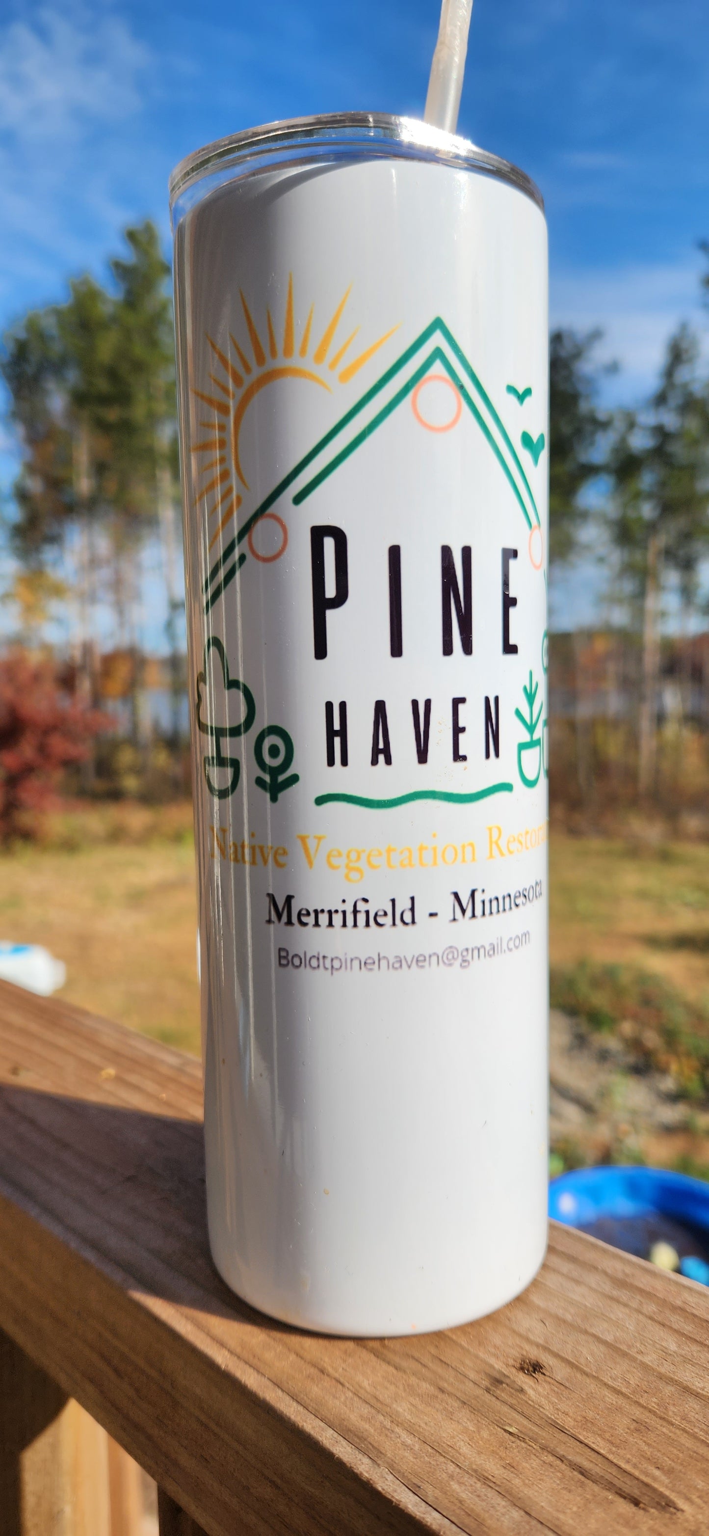 Pine Haven Stainless Steel Mug w/Straw